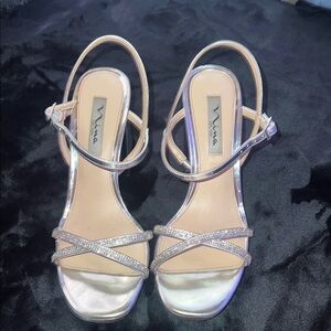 Women's Silver Strappy Heels